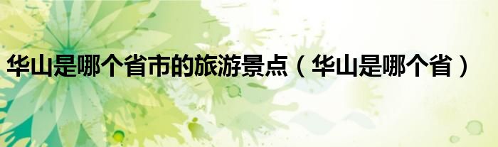 华山是哪个省市的旅游景点（华山是哪个省）