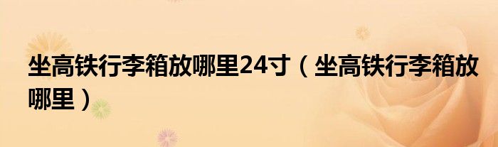 坐高铁行李箱放哪里24寸（坐高铁行李箱放哪里）
