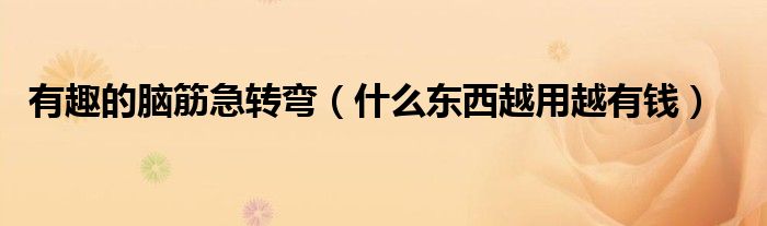 有趣的脑筋急转弯（什么东西越用越有钱）