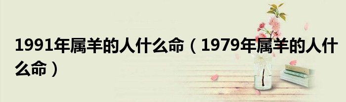 1991年属羊的人什么命（1979年属羊的人什么命）