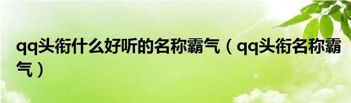 qq头衔什么好听的名称霸气（qq头衔名称霸气）