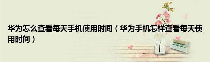 华为怎么查看每天手机使用时间（华为手机怎样查看每天使用时间）