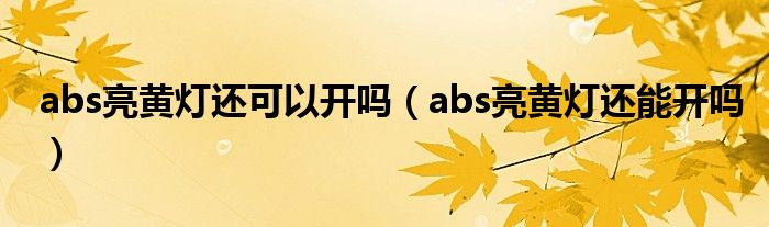 abs亮黄灯还可以开吗（abs亮黄灯还能开吗）