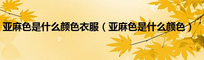 亚麻色是什么颜色衣服（亚麻色是什么颜色）