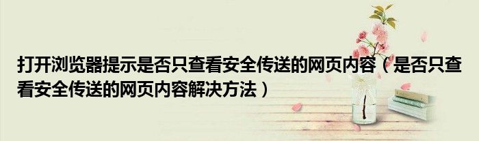 打开浏览器提示是否只查看安全传送的网页内容（是否只查看安全传送的网页内容解决方法）
