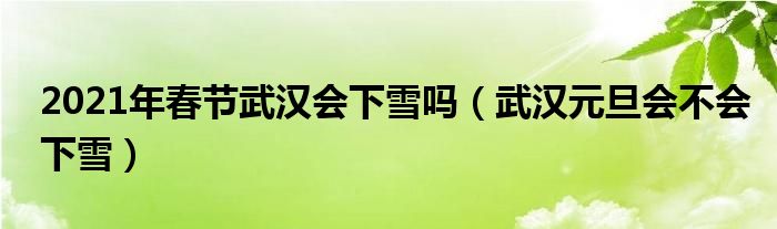 2021年春节武汉会下雪吗（武汉元旦会不会下雪）