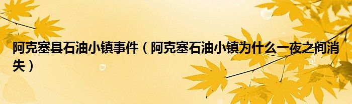 阿克塞县石油小镇事件（阿克塞石油小镇为什么一夜之间消失）