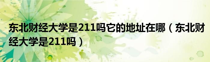 东北财经大学是211吗它的地址在哪（东北财经大学是211吗）