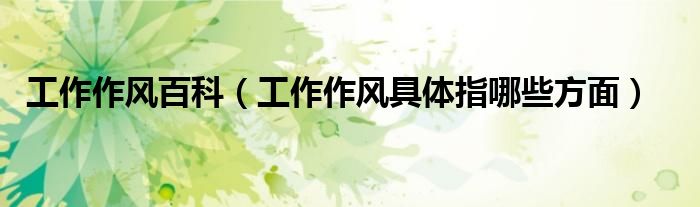 工作作风百科（工作作风具体指哪些方面）