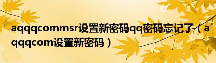 aqqqcommsr设置新密码qq密码忘记了（aqqqcom设置新密码）