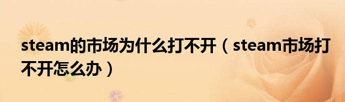 steam的市场为什么打不开（steam市场打不开怎么办）