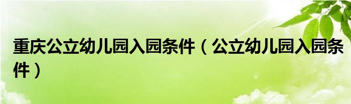重庆公立幼儿园入园条件（公立幼儿园入园条件）