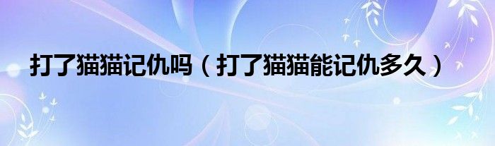 打了猫猫记仇吗（打了猫猫能记仇多久）