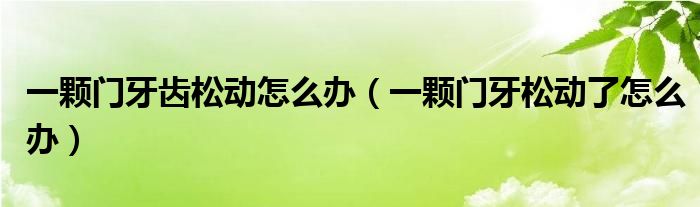 一颗门牙齿松动怎么办（一颗门牙松动了怎么办）