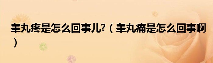 睾丸疼是怎么回事儿?（睾丸痛是怎么回事啊）