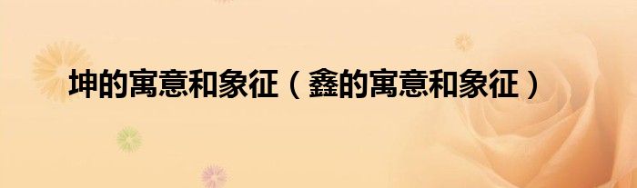 坤的寓意和象征（鑫的寓意和象征）