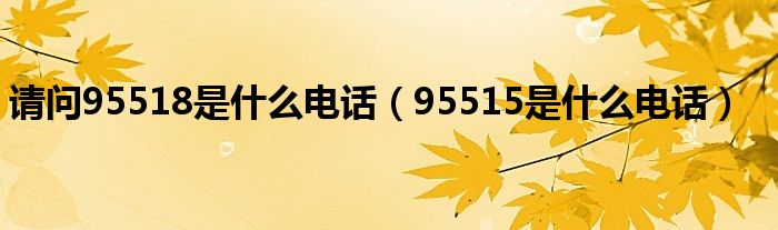 请问95518是什么电话（95515是什么电话）