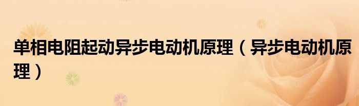 单相电阻起动异步电动机原理（异步电动机原理）