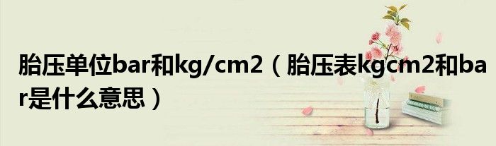 胎压单位bar和kg/cm2（胎压表kgcm2和bar是什么意思）