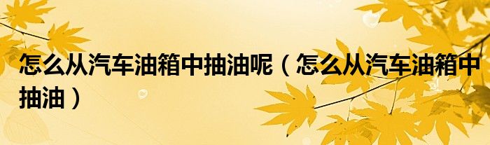 怎么从汽车油箱中抽油呢（怎么从汽车油箱中抽油）