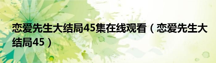 恋爱先生大结局45集在线观看（恋爱先生大结局45）