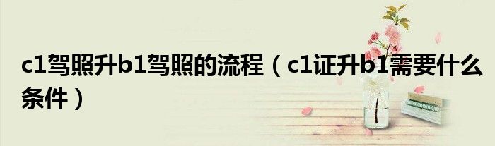 c1驾照升b1驾照的流程（c1证升b1需要什么条件）