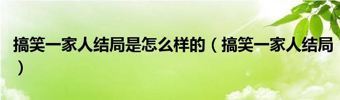 搞笑一家人结局是怎么样的（搞笑一家人结局）