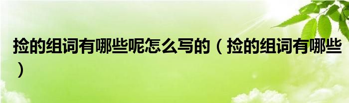 捡的组词有哪些呢怎么写的（捡的组词有哪些）