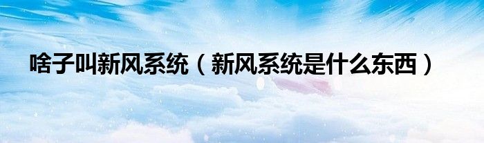 啥子叫新风系统（新风系统是什么东西）