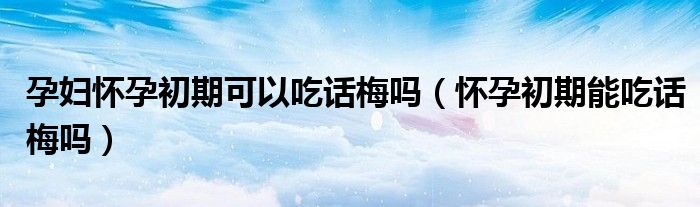 孕妇怀孕初期可以吃话梅吗（怀孕初期能吃话梅吗）