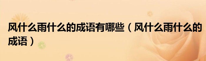 风什么雨什么的成语有哪些（风什么雨什么的成语）
