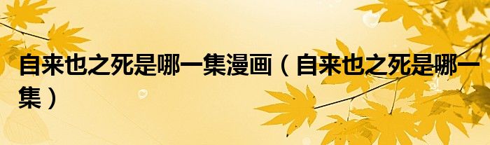 自来也之死是哪一集漫画（自来也之死是哪一集）