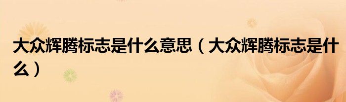 大众辉腾标志是什么意思（大众辉腾标志是什么）