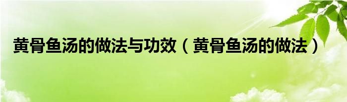 黄骨鱼汤的做法与功效（黄骨鱼汤的做法）