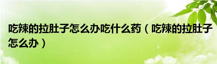 吃辣的拉肚子怎么办吃什么药（吃辣的拉肚子怎么办）