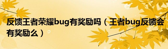 反馈王者荣耀bug有奖励吗（王者bug反馈会有奖励么）