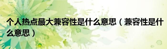 个人热点最大兼容性是什么意思（兼容性是什么意思）