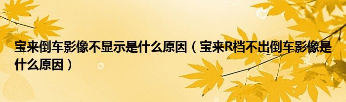 宝来倒车影像不显示是什么原因（宝来R档不出倒车影像是什么原因）