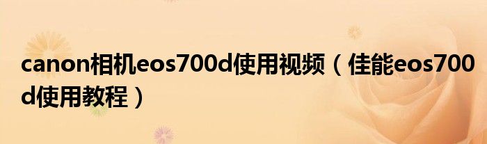 canon相机eos700d使用视频（佳能eos700d使用教程）