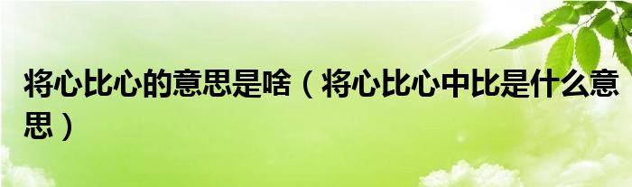 将心比心的意思是啥（将心比心中比是什么意思）