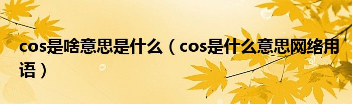 cos是啥意思是什么（cos是什么意思网络用语）