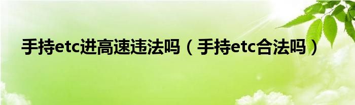 手持etc进高速违法吗（手持etc合法吗）