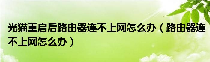 光猫重启后路由器连不上网怎么办（路由器连不上网怎么办）
