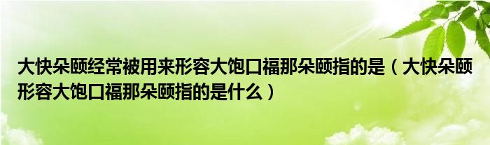 大快朵颐经常被用来形容大饱口福那朵颐指的是（大快朵颐形容大饱口福那朵颐指的是什么）