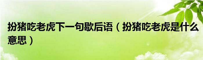 扮猪吃老虎下一句歇后语（扮猪吃老虎是什么意思）