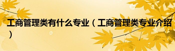 工商管理类有什么专业（工商管理类专业介绍）