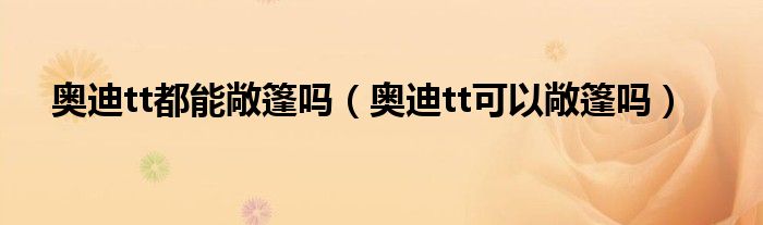 奥迪tt都能敞篷吗（奥迪tt可以敞篷吗）