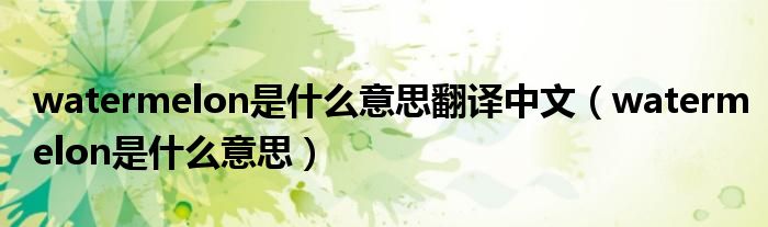 watermelon是什么意思翻译中文（watermelon是什么意思）