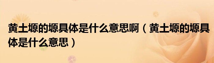 黄土塬的塬具体是什么意思啊（黄土塬的塬具体是什么意思）
