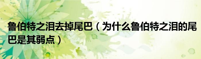 鲁伯特之泪去掉尾巴（为什么鲁伯特之泪的尾巴是其弱点）